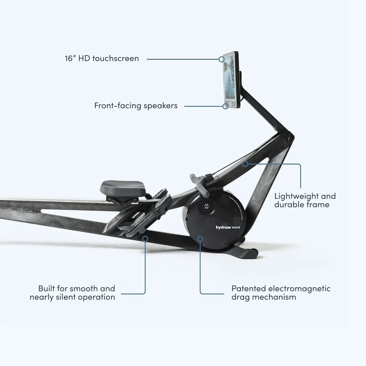 Hydrow Wave Rowing Machine with 16″ HD Touchscreen, Speakers, Foldable, Home Workouts