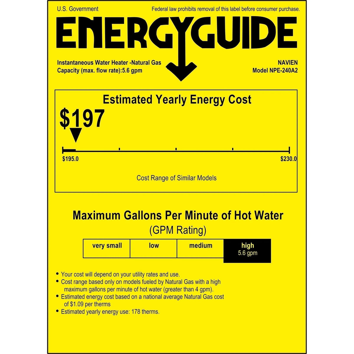 Navien NPE-240A2 Condensing Tankless Water Heater