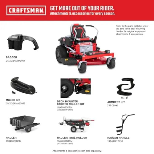 Craftsman 56V MAX* 42″ Brushless Zero-Turn Lawn Mower with 60Ah Battery, Electric Lawn Tractor with Eco Mode, Quick Lift Assist, and LED Headlights, Red/Black