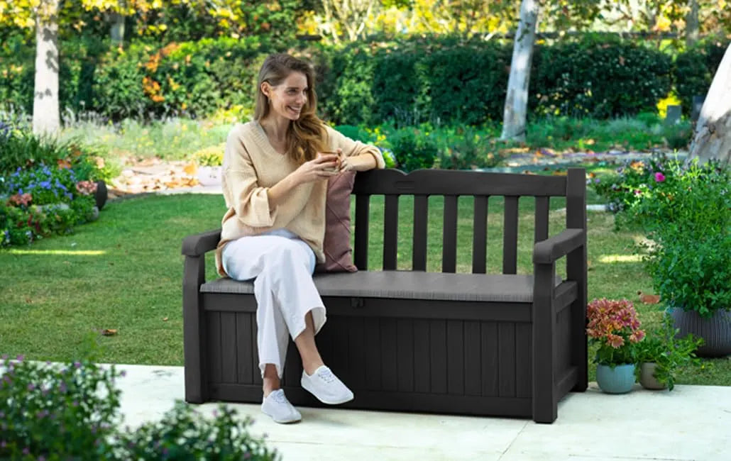 Keter Eden 265L Garden Storage Bench - Graphite/Light Grey
