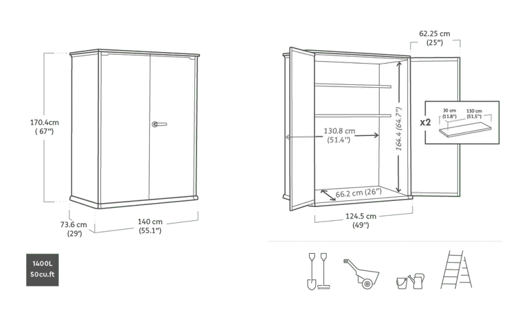 Keter Cortina Alto 1400L Storage Cabinet Grey