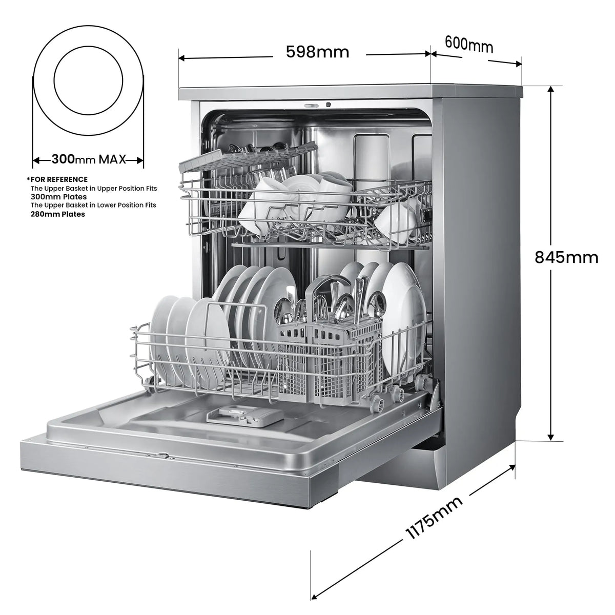 COMFEE' Dishwasher 14 Place Settings 60cm Whisper Quiet 44dB