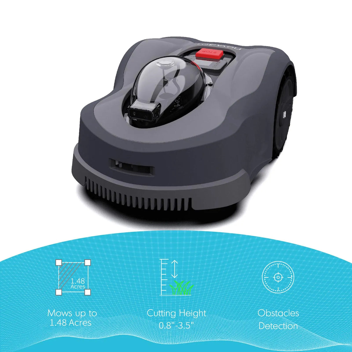 N2000 Robot Lawn Mower Perimeter Wire Free RTK+TOF+Vision Robotic Lawn Mower for 1.50 Acres Cut Height 0.8″-3.5″ Adjustable APP Control AI-Assisted Mapping Virtual Boundaries Multi-Zone