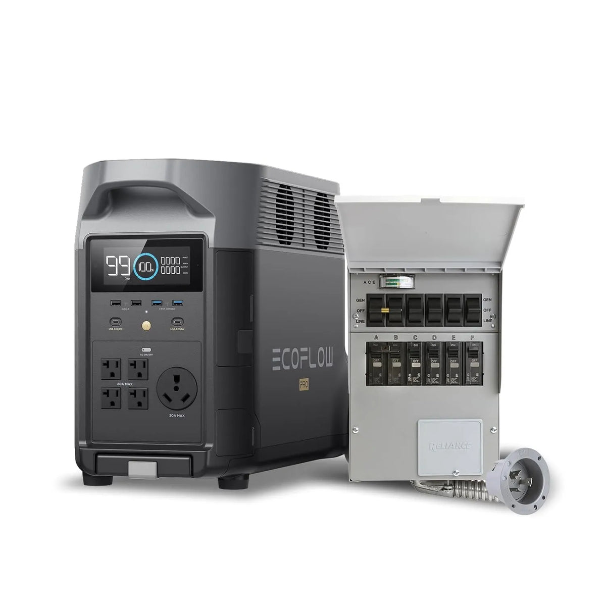 EF ECOFLOW Portable Power Station 3600Wh DELTA Pro, 120V AC Outlets x 5, 3600W, 2.7H Fast Charge, Lifepo4 Power Station