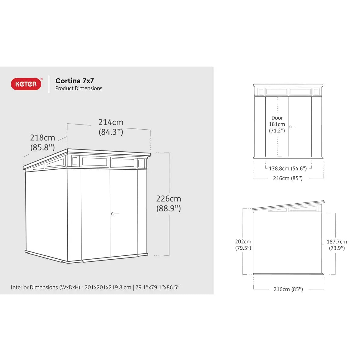 Keter Cortina Resin Garden Shed - Grey