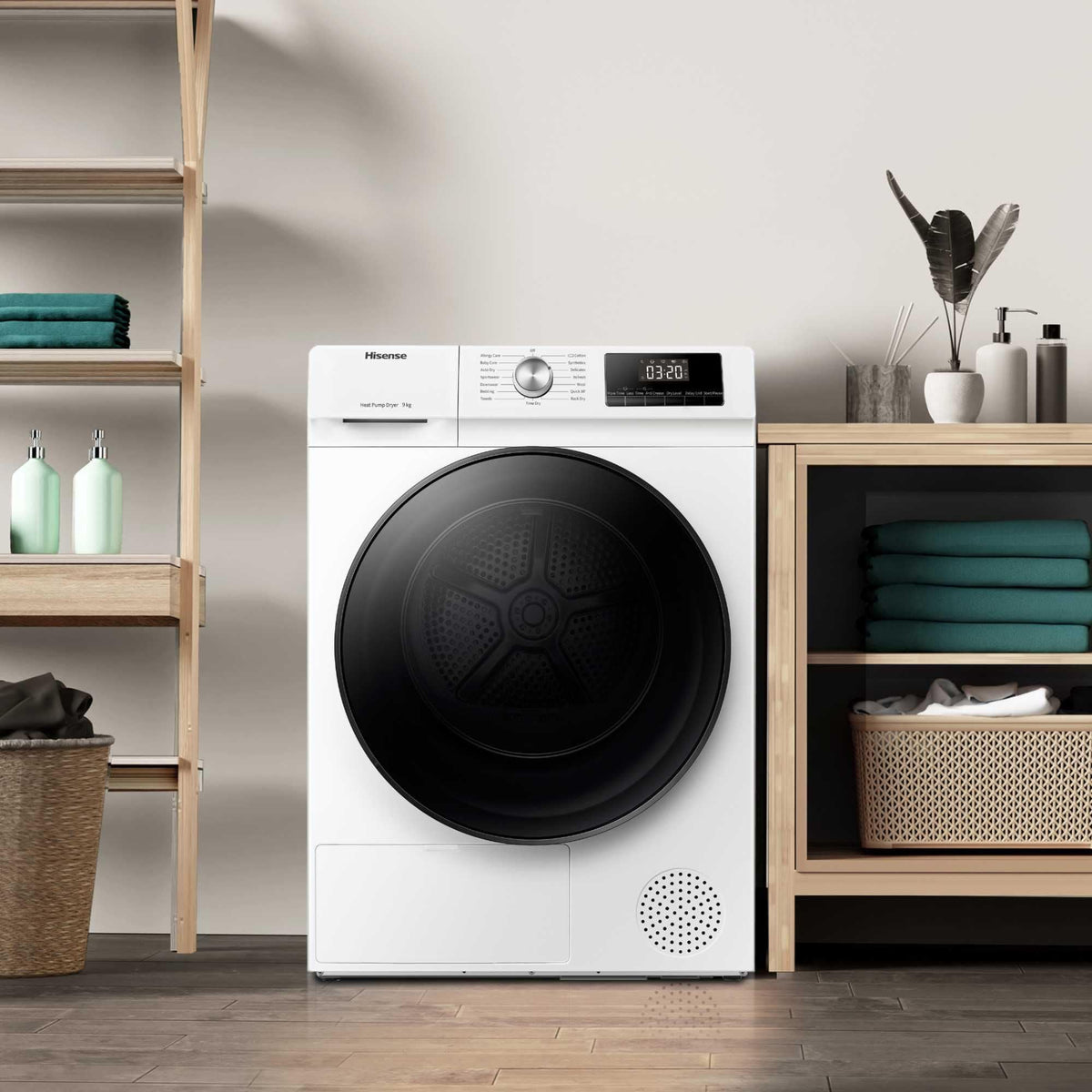 Heat Pump Tumble Dryer 9kg 15 Programmes Auto Dry Steam White 60cm