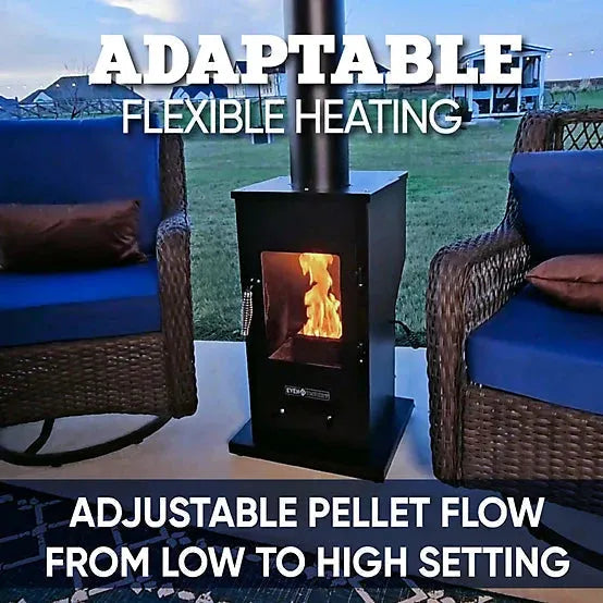 Even Embers Pellet-Fueled Patio Heater with 1 Glass Panel, 100 sq. ft., 70,000 BTU