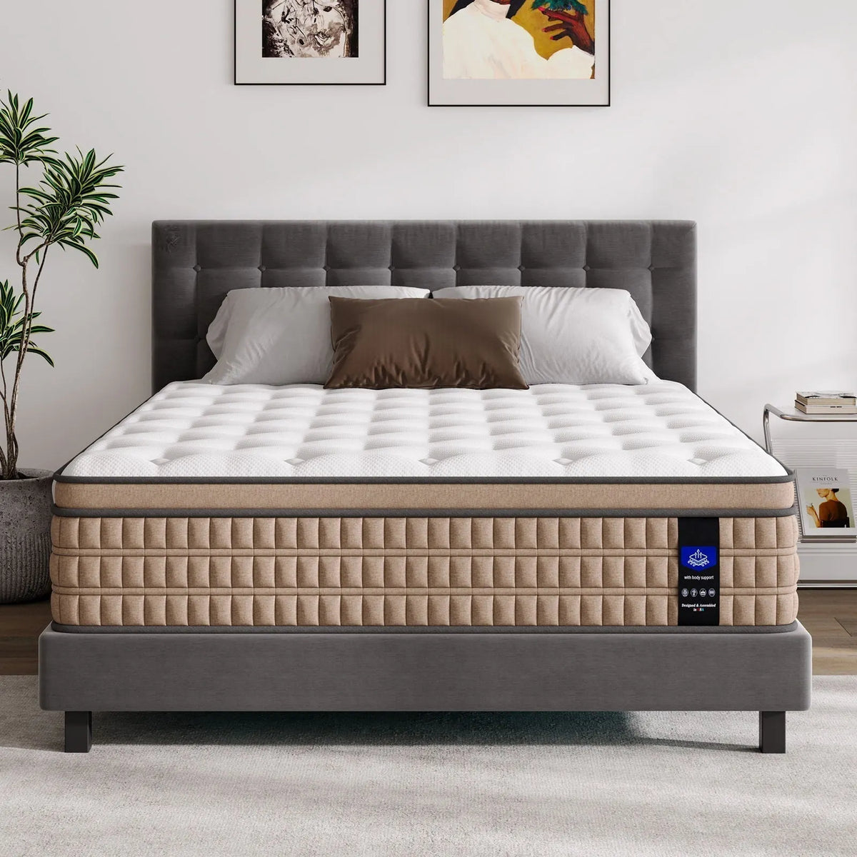 14″ King Mattress Hotel Collection Hybrid Mattress With Gel Memory Foam & Pocket Springs