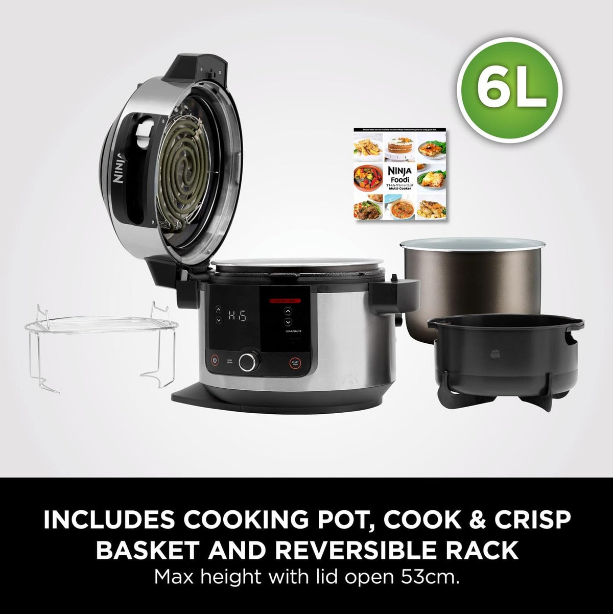 Ninja Foodi SmartLid 11-in-1 Pressure Cooker & Air Fryer Multi-Cooker 6L