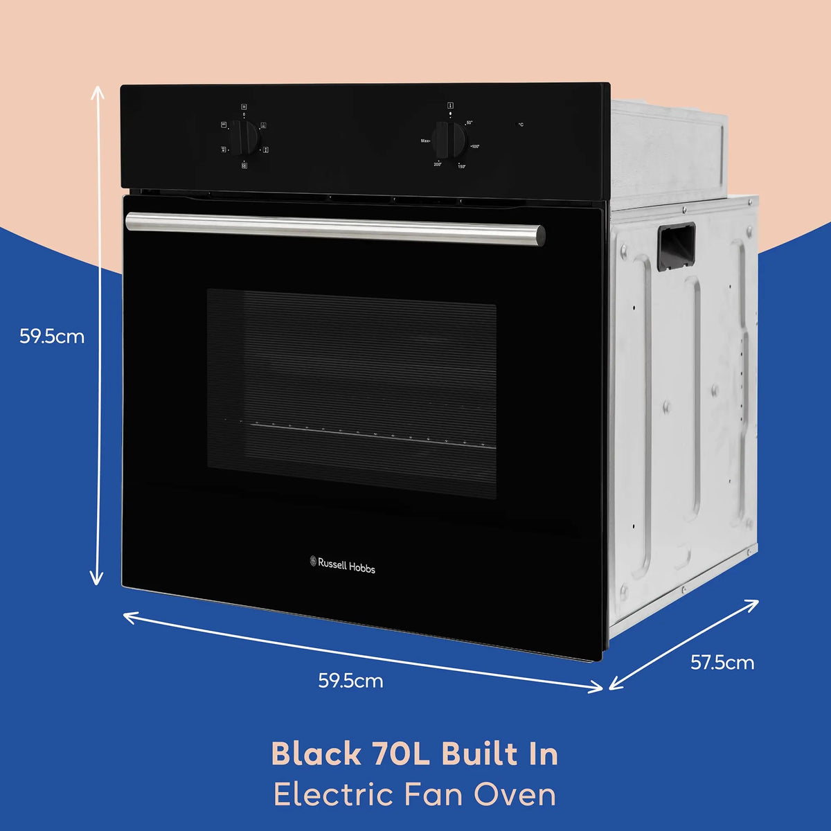 Russell Hobbs Built-In Electric Fan Oven 70L 60cm with Grill Black