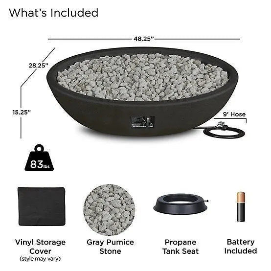 Real Flame 48.25 in. x 28.25 in. Riverside Oval Propane Gas Fire Bowl, Shale