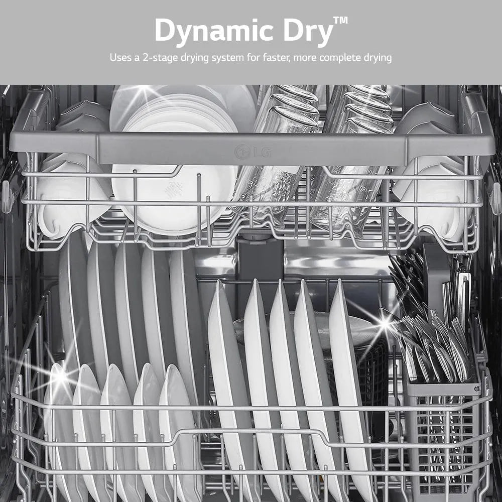 LG 24 in. Stainless Steel Front Control Dishwasher with QuadWash, 3rd Rack & Dynamic Dry, 48 dBA