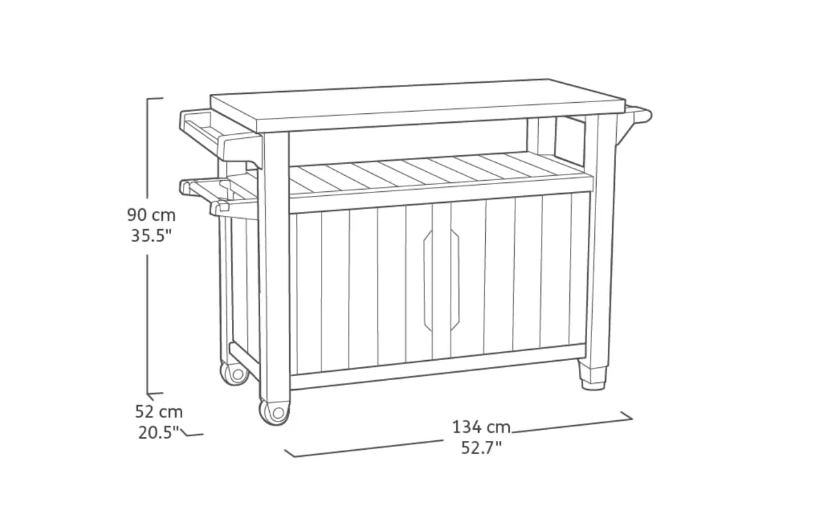 Keter Unity XL BBQ Side Table 134x51.7x89.6 cm Grey