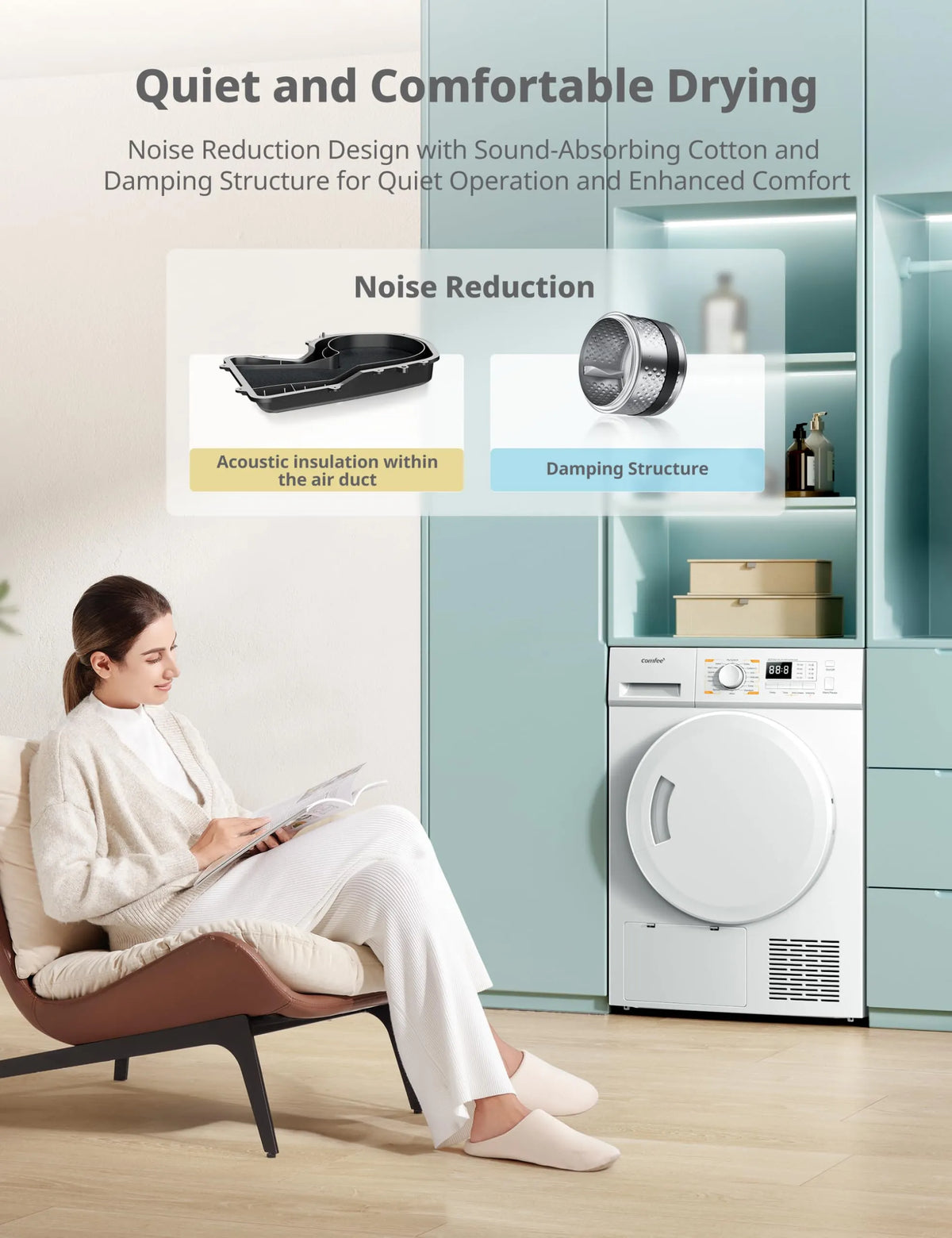 COMFEE' Heat Pump Tumble Dryer 8kg 16 Programmes Class A+