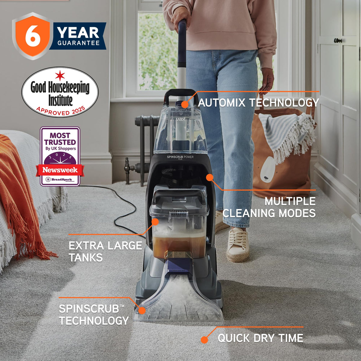 Vax SpinScrub Power Plus Upright Carpet and Upholstery Cleaner