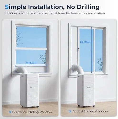 9000 BTU Portable Air Conditioner, 4-in-1 Cooling, Dehumidifier, Fan & Sleep Mode, Remote Control, 24-Hour Timer, Exhaust Hose Kit, Energy Class A