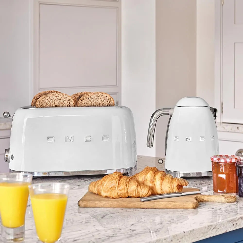 Smeg 1.7L Kettle and 2-Slice Toaster Set, Retro Style, White