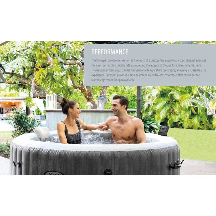 Intex Greywood Deluxe 4 Person Inflatable Hot Tub Bubble Jet Spa