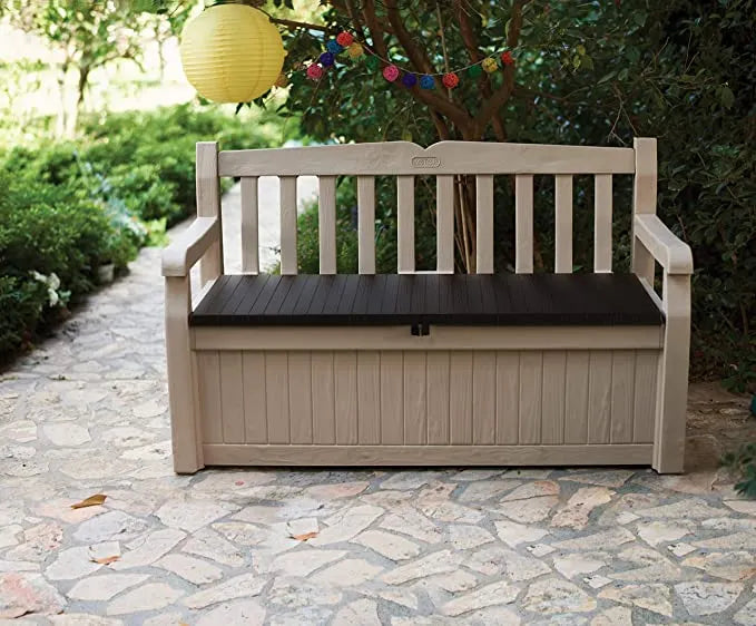 Keter Eden 265L Storage Bench - Beige and Brown