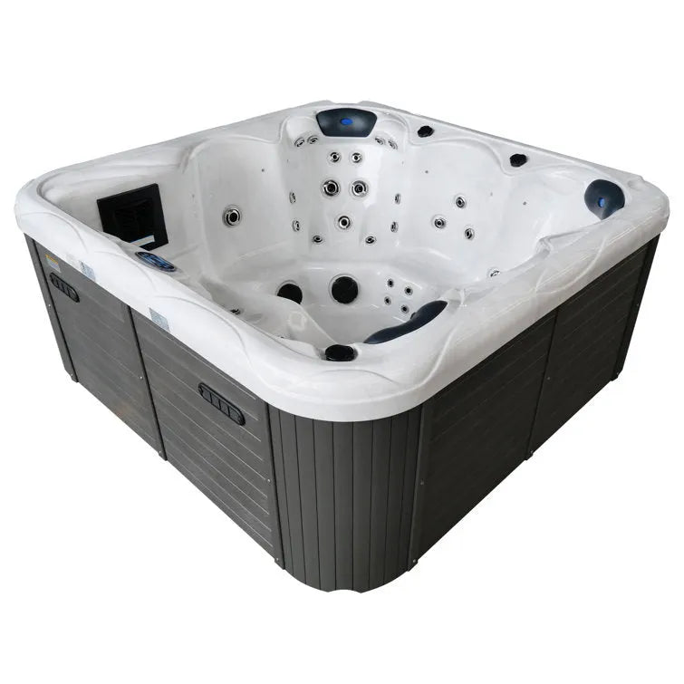 Sol 72 Outdoor™ Brophy 6 – Person 67 – Jet Acrylic Square Hot Tub with Ozonator in Dark Gray