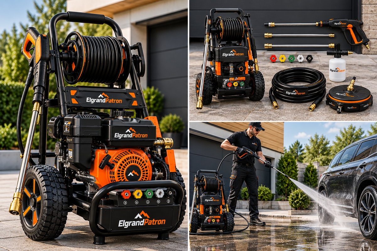 ElgrandPatron HydroForce 3500 Gas Pressure Washer – 3500 PSI Heavy-Duty Power Cleaner